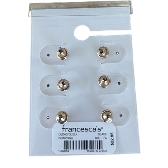 New Francesca’s Joana Gold Tone and Black Heart Earring Set - Picture 6 of 6